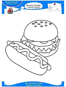 Çocuklar İçin Hamburger Boyama Sayfaları 
